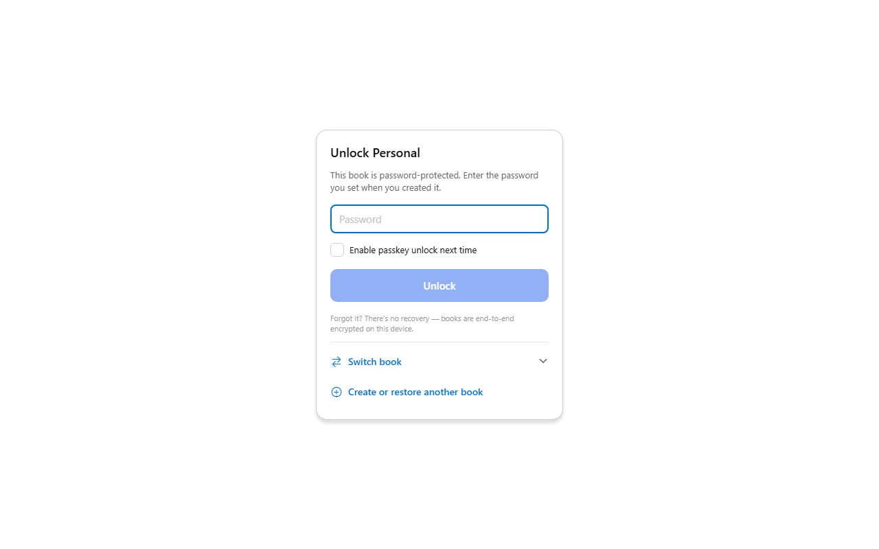 Unlock a book screen